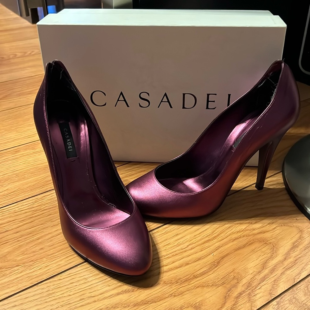 Casadei Leodonna Plisse Leather Heels